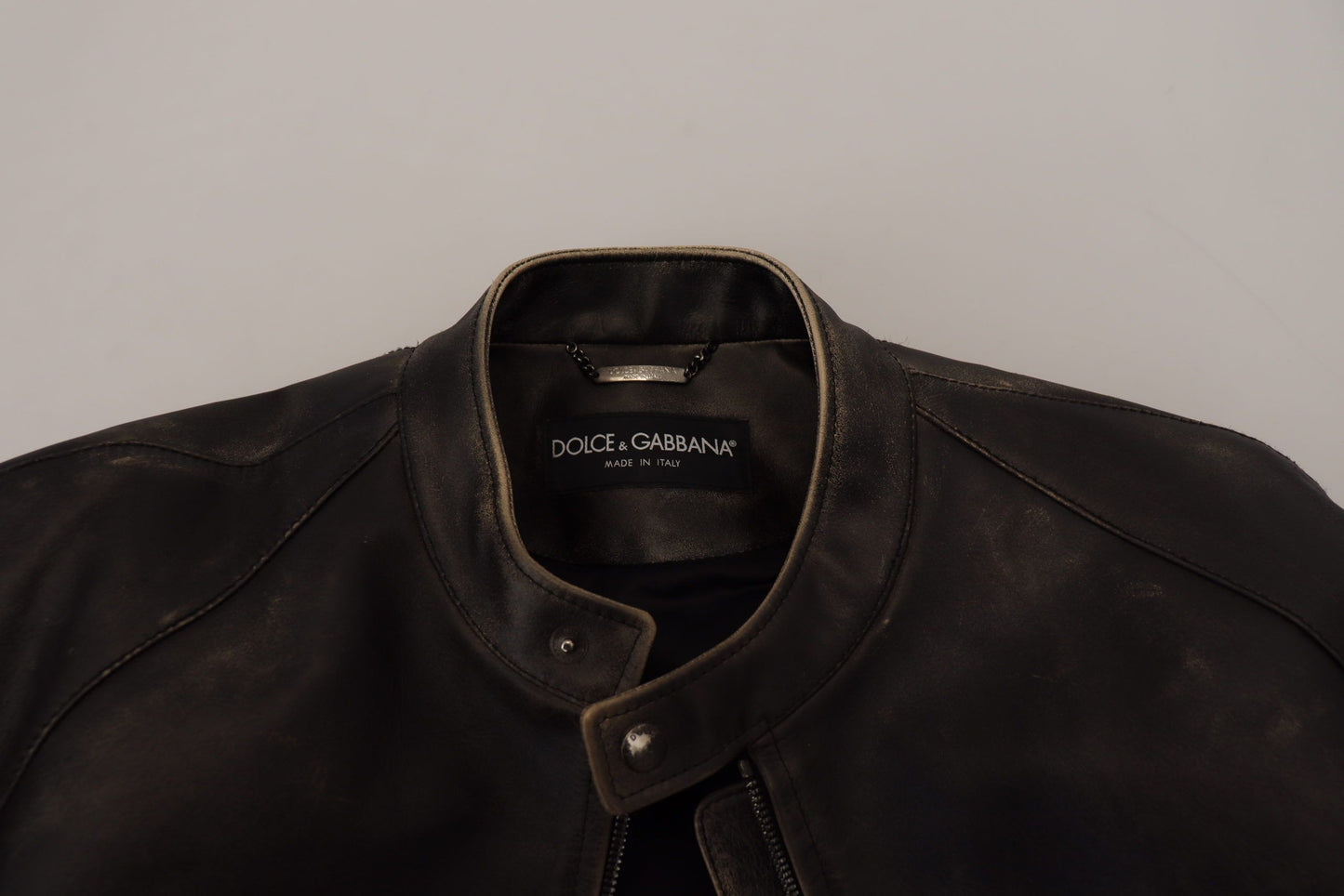 Dolce &amp; Gabbana Bikerjacke aus schwarzem Leder mit Reißverschluss