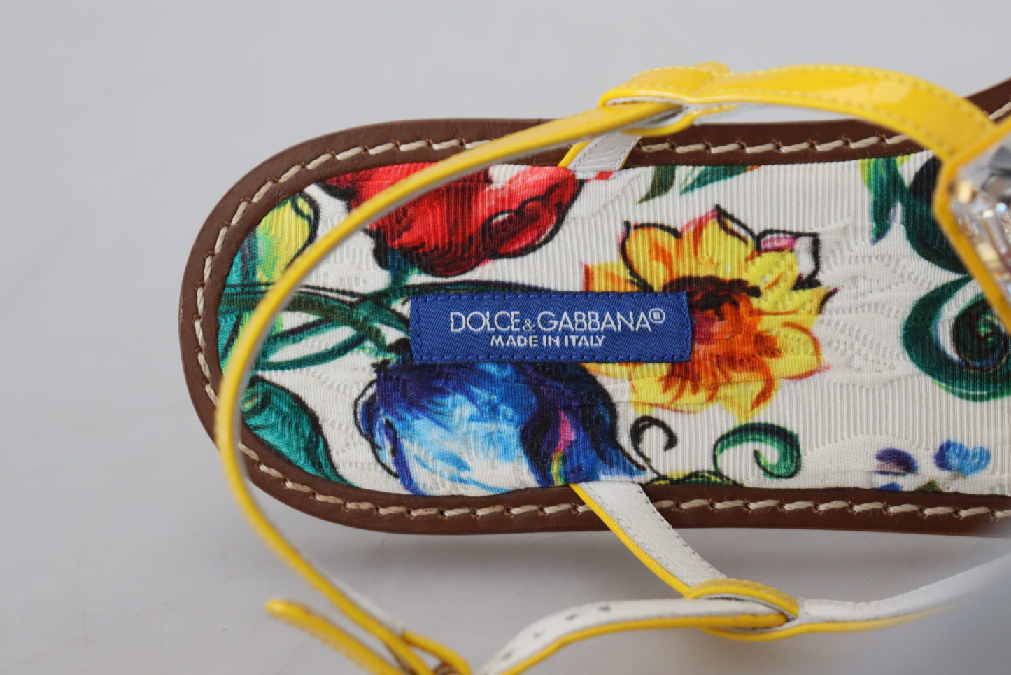 Dolce &amp; Gabbana Mehrfarbige Majolika-Kristall-Sandalen, Flip-Flop-Schuhe