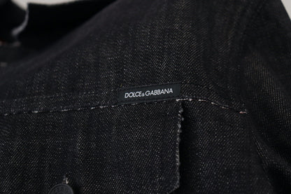 Dolce &amp; Gabbana Jeansjacke aus schwarzer Baumwolle mit durchgehenden Knöpfen