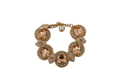 Dolce &amp; Gabbana Gold Messing Kette Champagner Kristall Statement Charms Armband