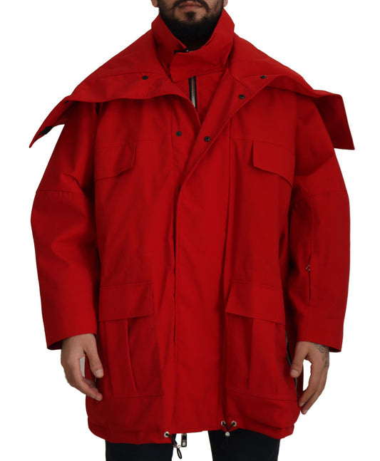 Dolce &amp; Gabbana Rote Polyester-Windjacke mit durchgehendem Reißverschluss