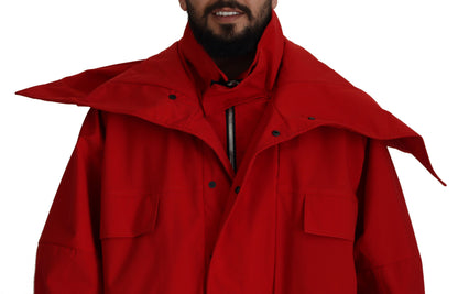 Dolce &amp; Gabbana Rote Polyester-Windjacke mit durchgehendem Reißverschluss