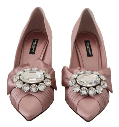 Dolce &amp; Gabbana Pink Silk Clear Crystal Pumps Klassische Schuhe