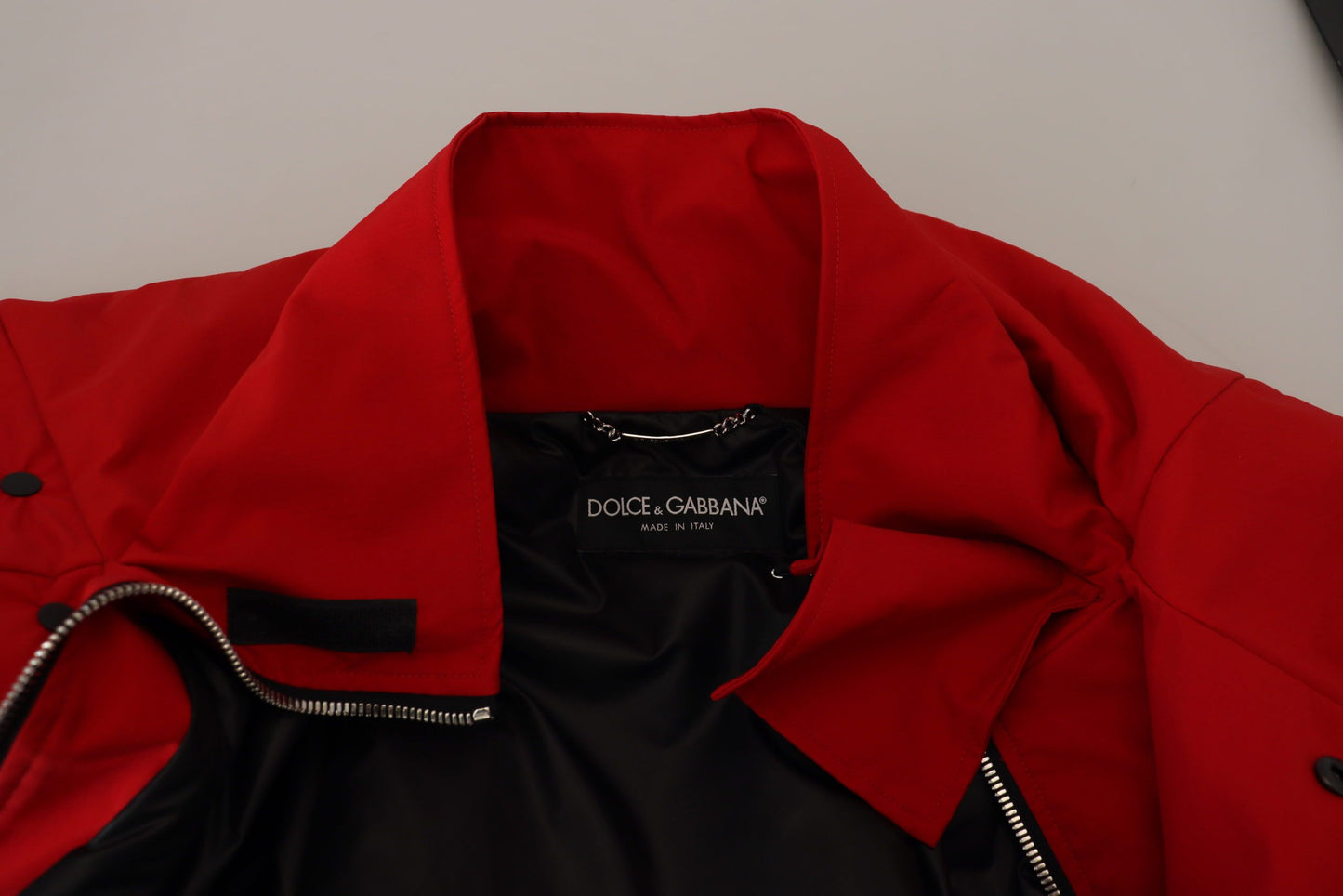 Dolce &amp; Gabbana Rote Polyester-Windjacke mit durchgehendem Reißverschluss