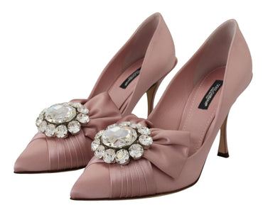 Dolce &amp; Gabbana Pink Silk Clear Crystal Pumps Klassische Schuhe