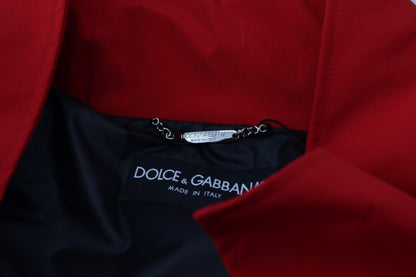 Dolce &amp; Gabbana Rote Polyester-Windjacke mit durchgehendem Reißverschluss