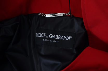 Dolce &amp; Gabbana Rote Polyester-Windjacke mit durchgehendem Reißverschluss