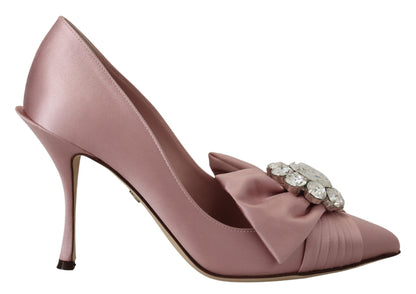 Dolce &amp; Gabbana Pink Silk Clear Crystal Pumps Klassische Schuhe