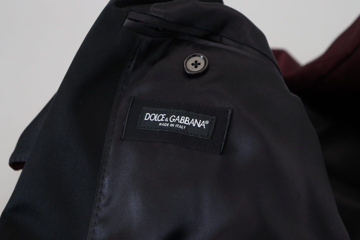 Dolce &amp; Gabbana Bordeauxfarbene zweireihige Jacke aus Polyester