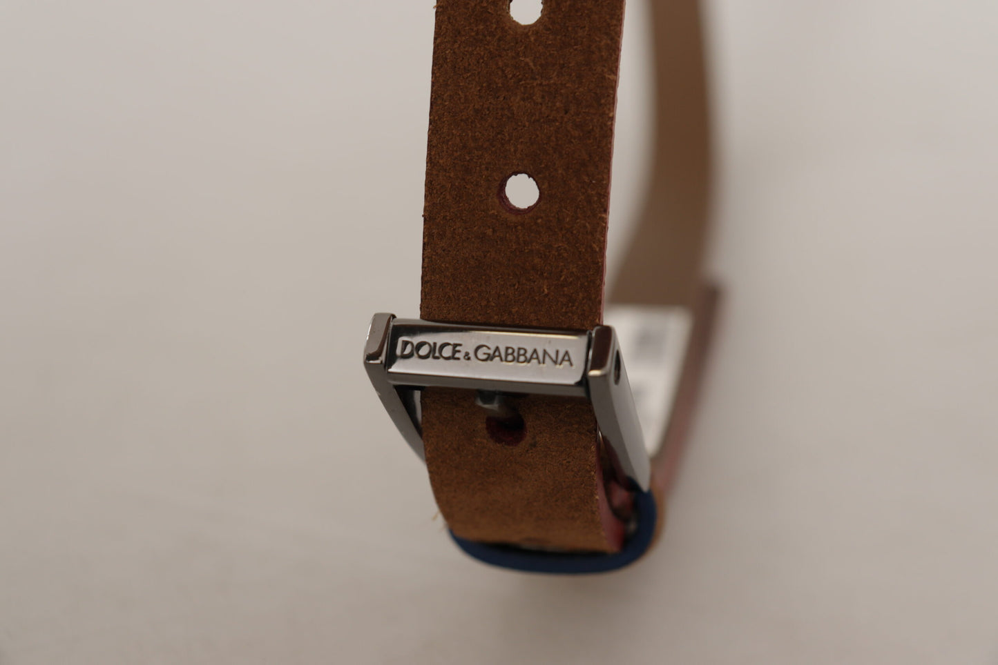 Dolce &amp; Gabbana Brown-Gürtel mit graviertem Metall-Taillenschnallenlogo