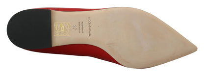 Dolce &amp; Gabbana Loafers, flache Schuhe aus rotem Leder mit Kristallen