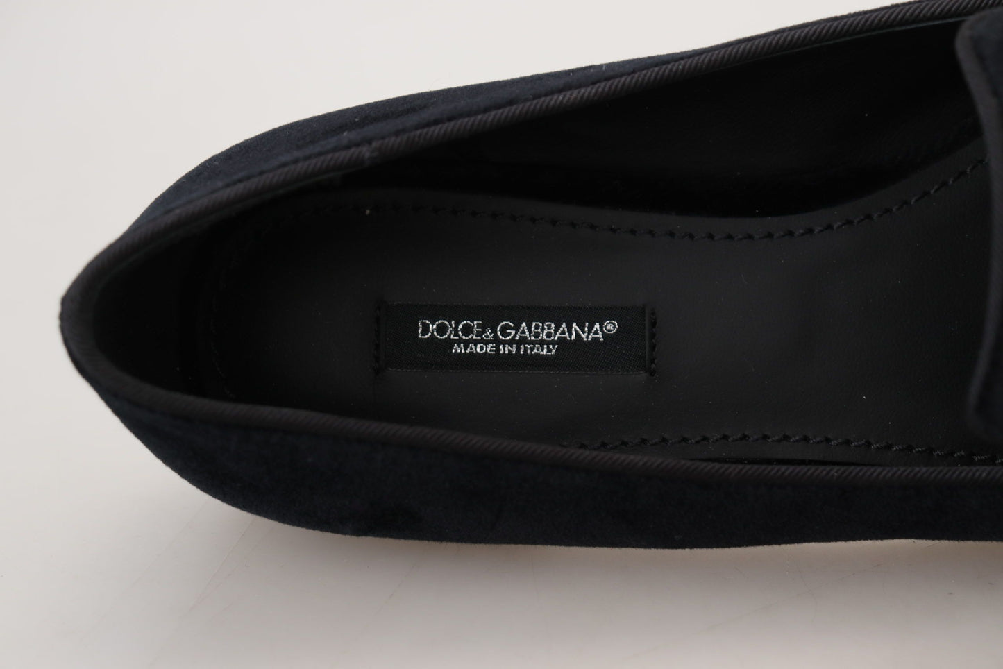 Dolce &amp; Gabbana schwarze Samt-Kristall-Loafer-Schuhe