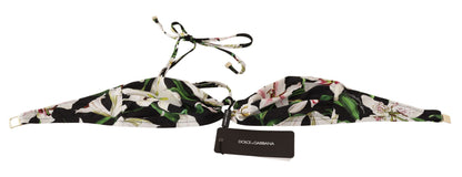 Dolce &amp; Gabbana Badeanzug mit schwarzem Lily-Print und Bikinioberteil