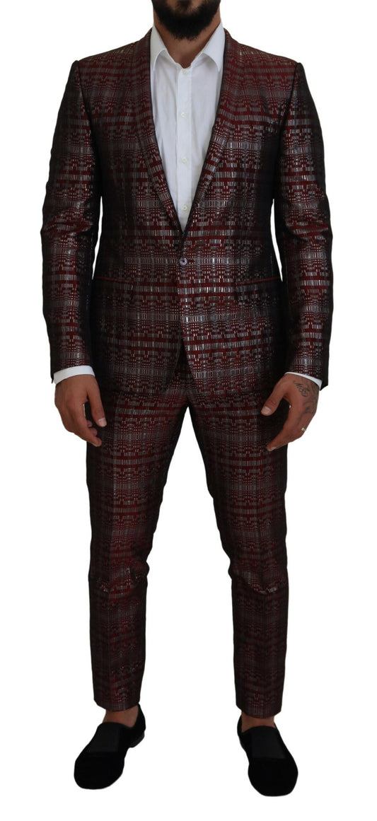 Dolce &amp; Gabbana Bordeaux-Silber-GOLD-Slim-Fit-Anzug