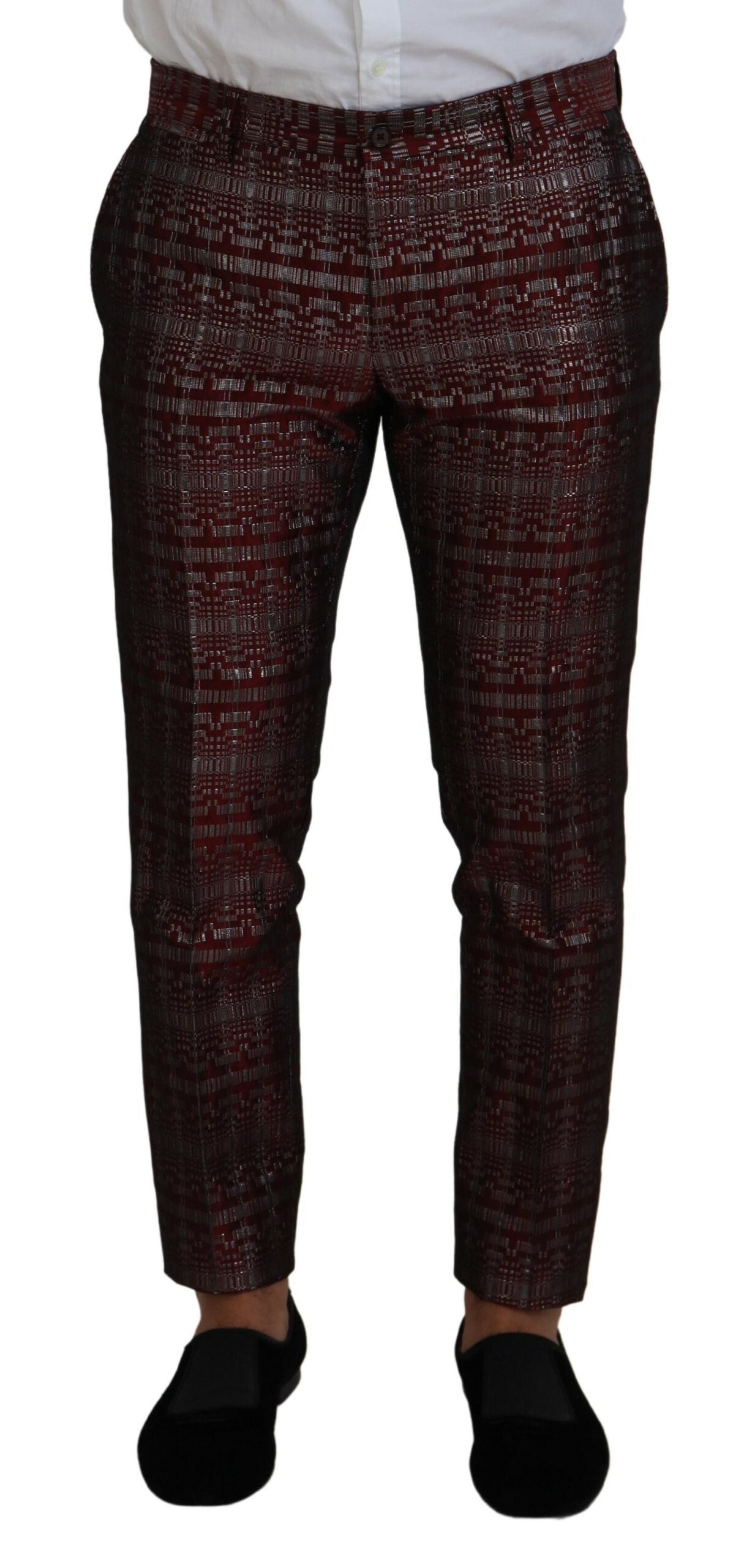 Dolce &amp; Gabbana Bordeaux-Silber-GOLD-Slim-Fit-Anzug