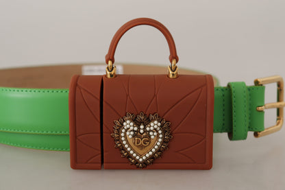 Dolce &amp; Gabbana Devotion Heart Micro Bag Kopfhörergürtel aus grünem Leder