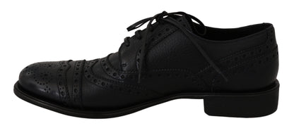 Dolce &amp; Gabbana Oxford-Schuhe aus blauem Leder mit Flügelspitze