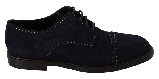 Dolce &amp; Gabbana Derby-Schuhe aus blauem Wildleder mit Nieten