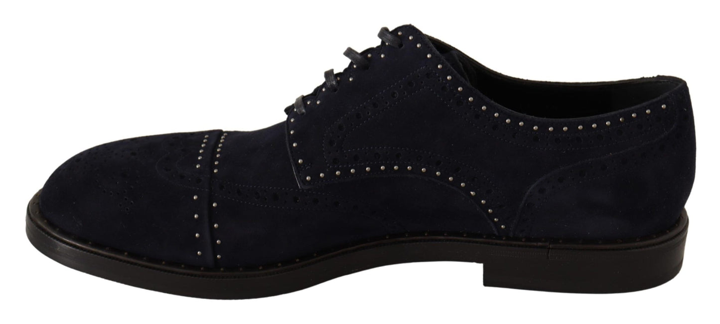 Dolce &amp; Gabbana Derby-Schuhe aus blauem Wildleder mit Nieten