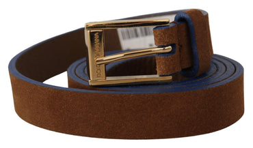 Dolce & Gabbana Elegant Suede Leather Belt with Logo Engraved Buckle