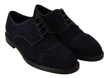 Dolce &amp; Gabbana Derby-Schuhe aus blauem Wildleder mit Nieten