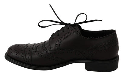 Dolce &amp; Gabbana Oxford-Schuhe aus schwarzem Leder mit Flügelspitze