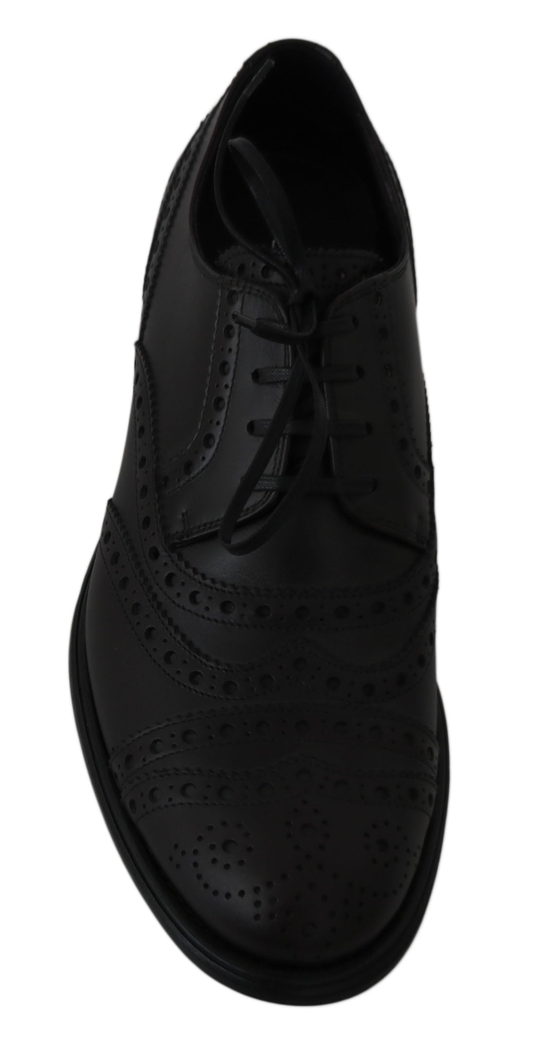 Dolce &amp; Gabbana Oxford-Schuhe aus schwarzem Leder mit Flügelspitze