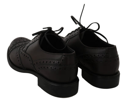 Dolce &amp; Gabbana Oxford-Schuhe aus schwarzem Leder mit Flügelspitze