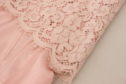 Dolce & Gabbana Elegant Sheer Lace Sleeveless Blouse in Pink