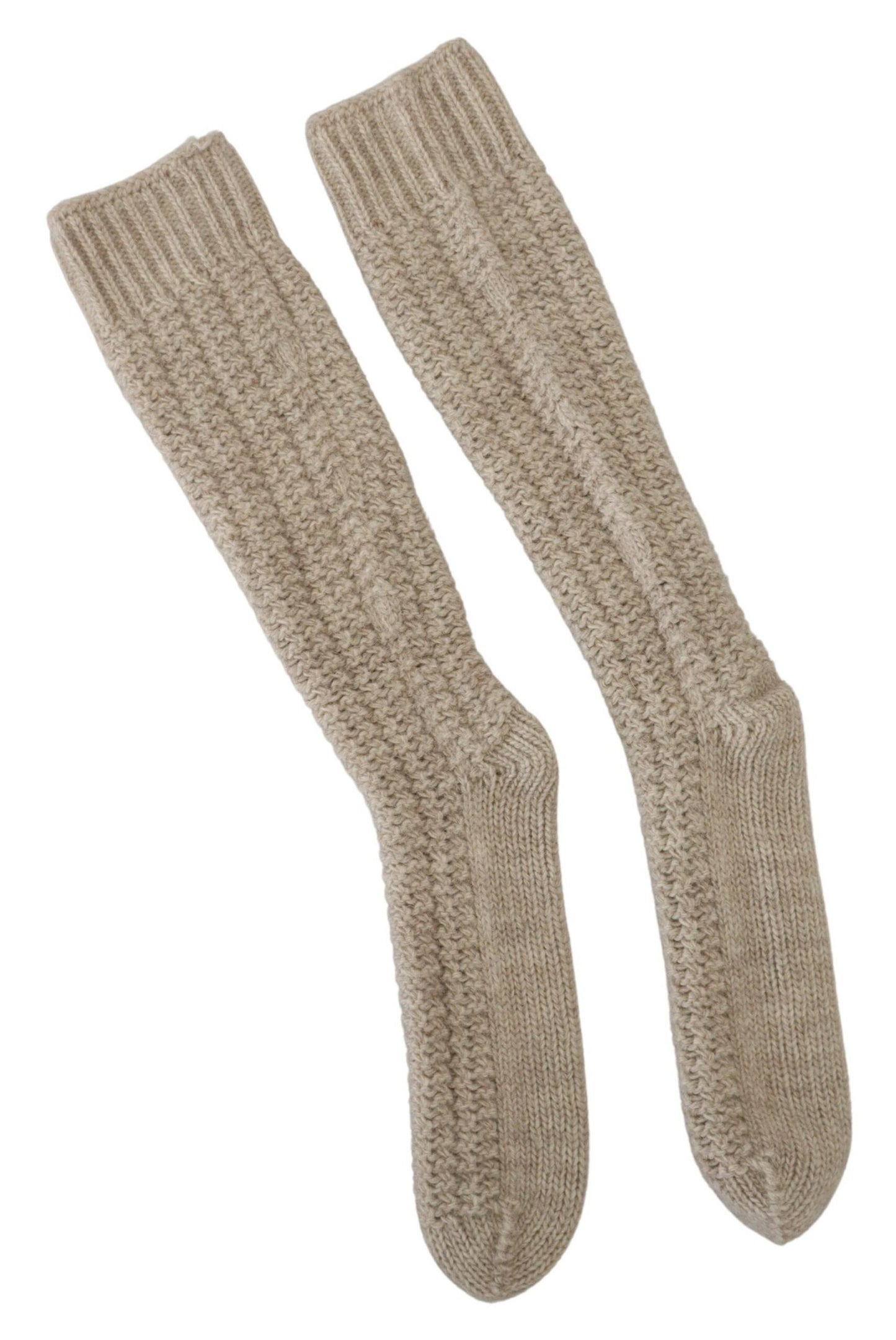 Dolce &amp; Gabbana Beige Wollstrick-Wadensocken für Damen