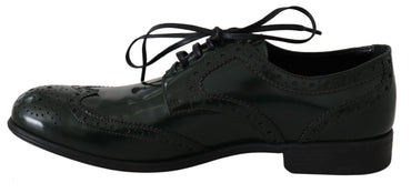 Dolce &amp; Gabbana Broque-Oxford-Wingtip-Schuhe aus grünem Leder