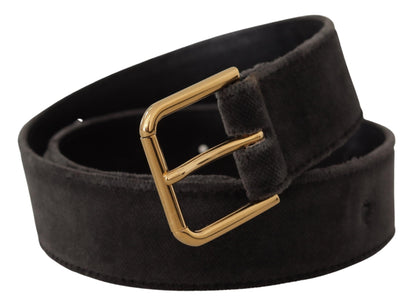 Dolce & Gabbana Elegant Velvet Belt with Engraved Buckle