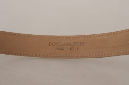 Dolce &amp; Gabbana Rose Pink Jacquard DG Logo Gold Metallschnallengürtel