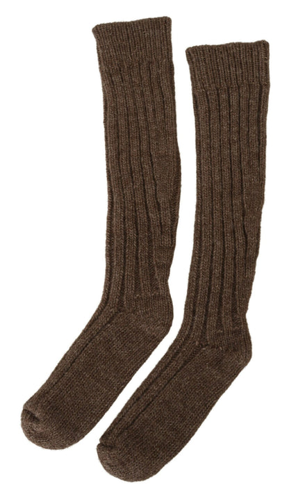 Dolce &amp; Gabbana Braune Wollstrick-Wadensocken für Damen