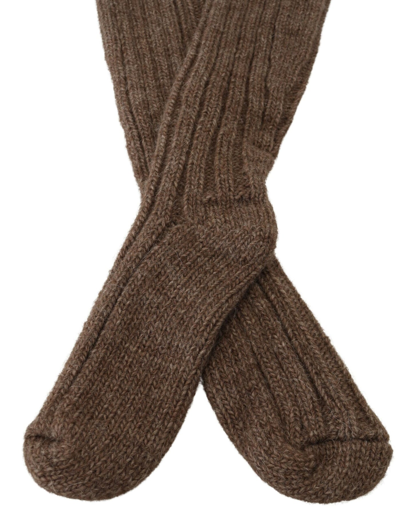 Dolce &amp; Gabbana Braune Wollstrick-Wadensocken für Damen