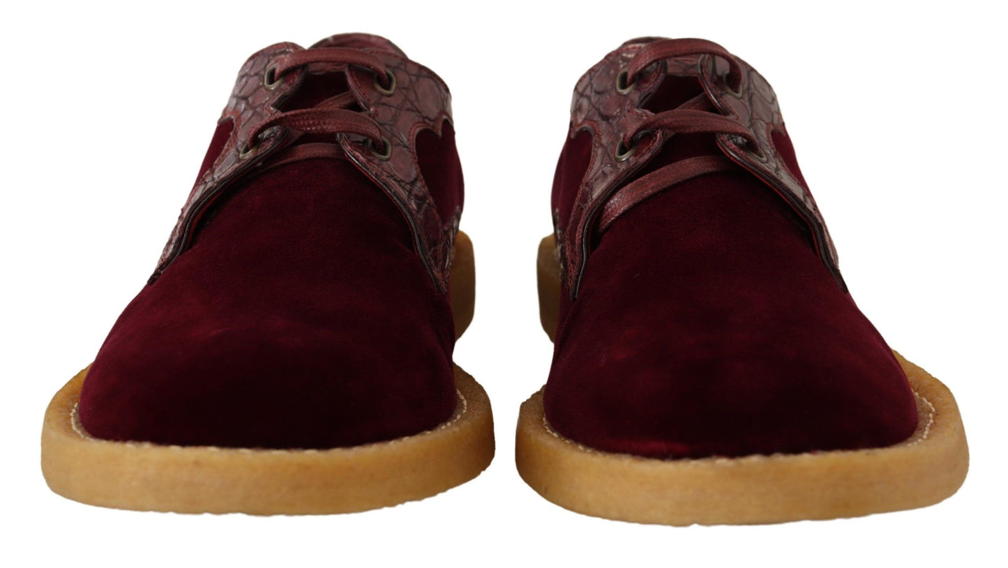 Dolce &amp; Gabbana Bordeaux-Samtschuhe aus exotischem Leder