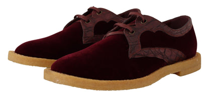 Dolce &amp; Gabbana Bordeaux-Samtschuhe aus exotischem Leder