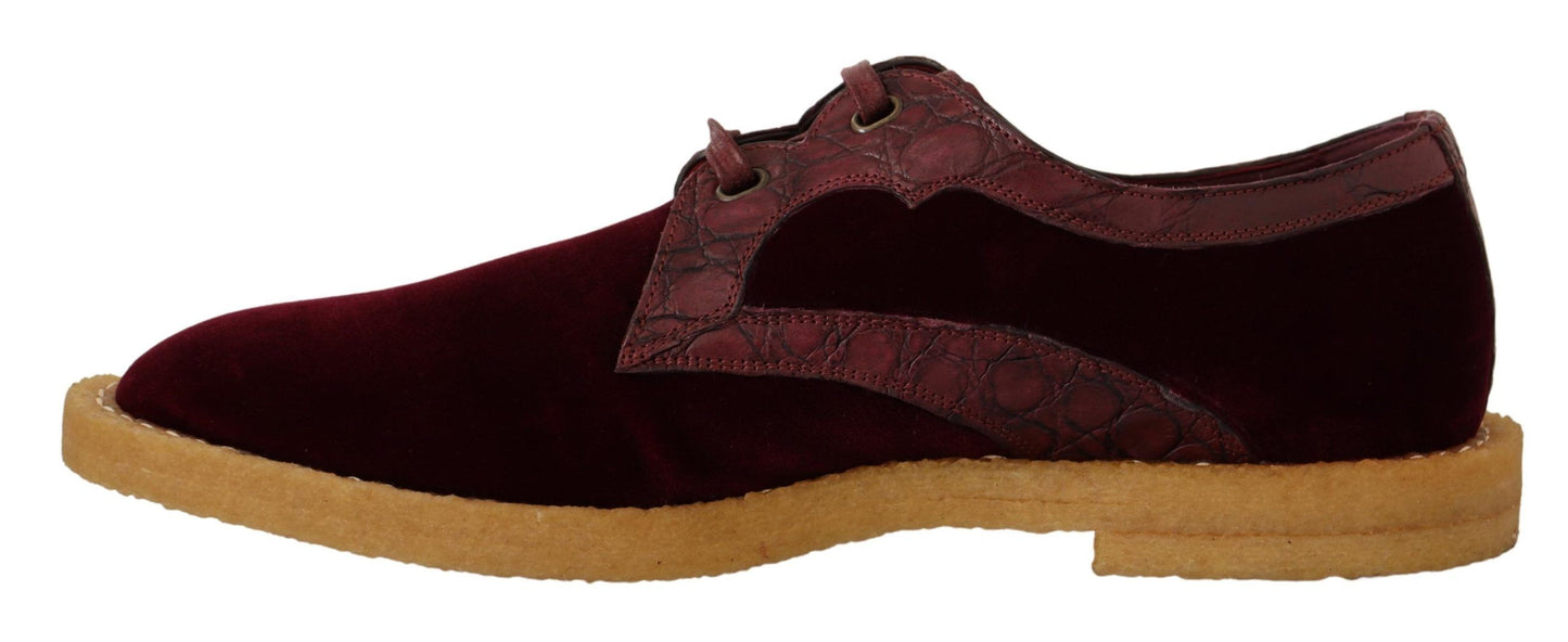 Dolce &amp; Gabbana Bordeaux-Samtschuhe aus exotischem Leder