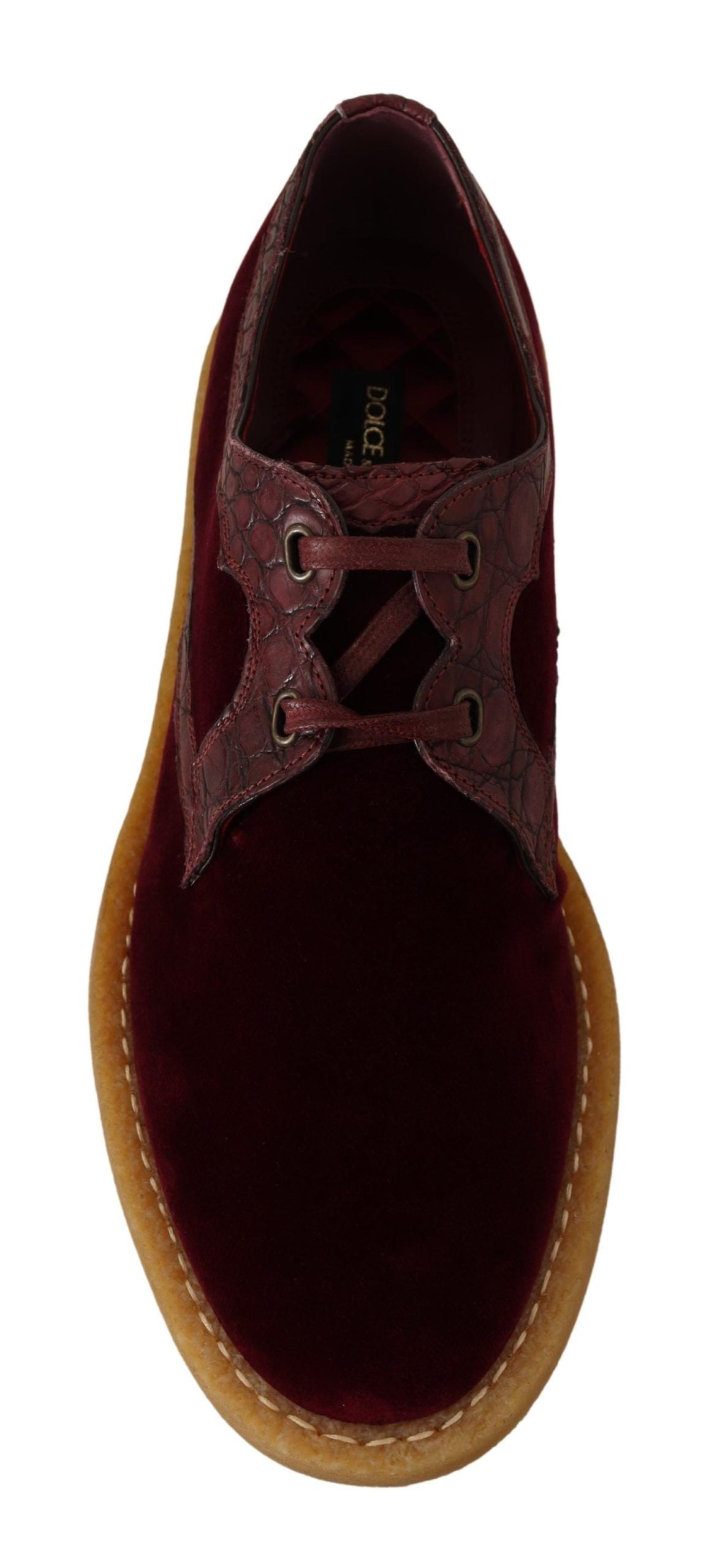 Dolce &amp; Gabbana Bordeaux-Samtschuhe aus exotischem Leder