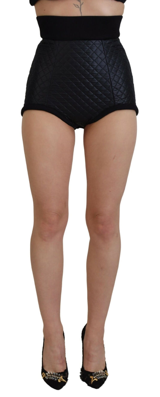 Schwarze gesteppte Hotpants-Shorts mit hoher Taille von Dolce &amp; Gabbana