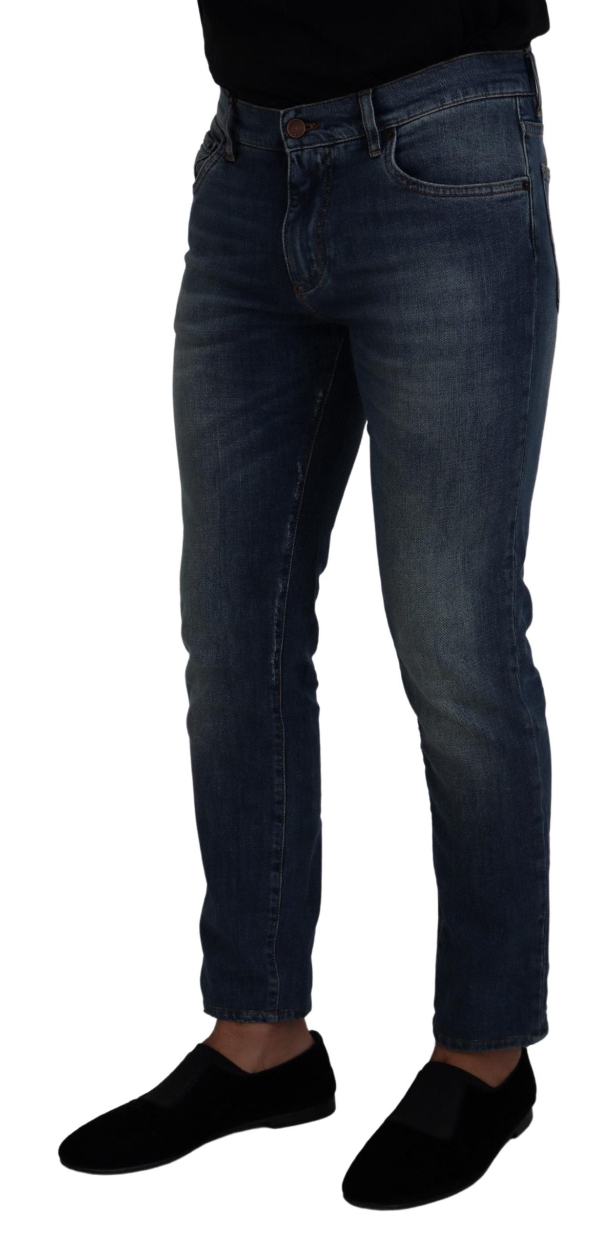 Dolce &amp; Gabbana Blaue Jeans aus gewaschener Baumwolle mit niedriger Taille