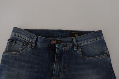 Dolce &amp; Gabbana Blaue Jeans aus gewaschener Baumwolle mit niedriger Taille