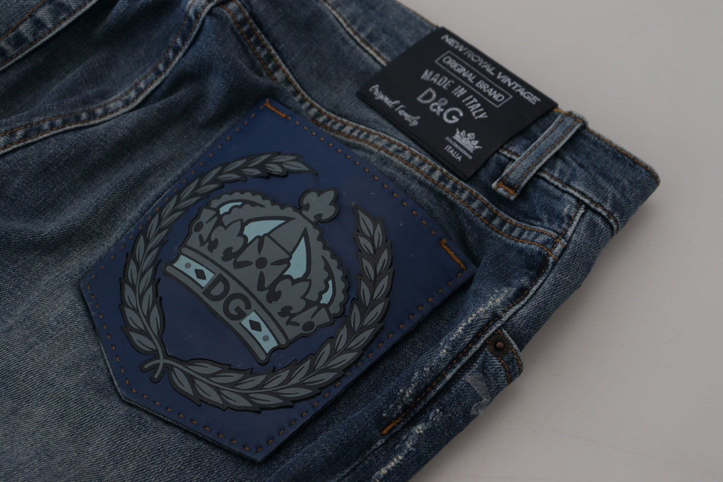 Dolce &amp; Gabbana Blaue Jeans aus gewaschener Baumwolle mit niedriger Taille