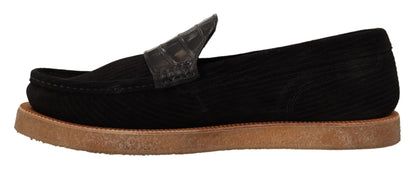 Dolce &amp; Gabbana Black Fox Leder Mokassins Loafer Schuhe