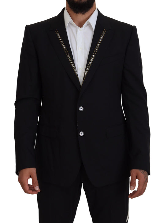 Dolce &amp; Gabbana Schwarzer Slim-Fit-Jackenblazer aus Wollstretch