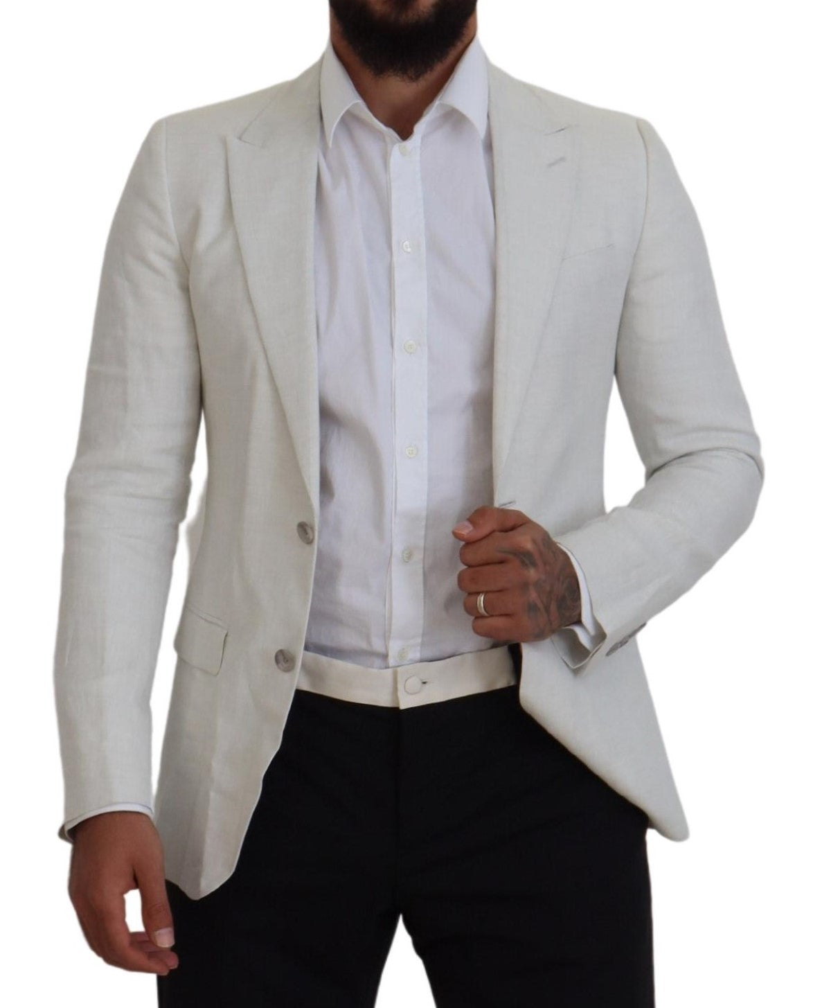 Dolce &amp; Gabbana Slim-Fit-Jackenblazer aus weißem Leinen