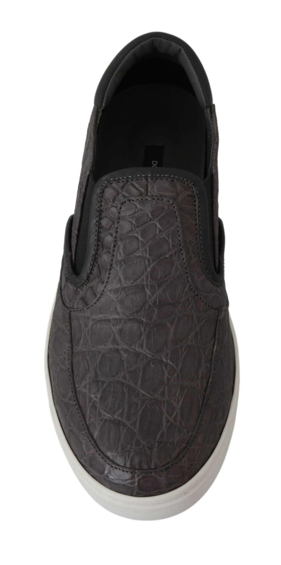 Flache Caiman-Herren-Loaferschuhe aus grauem Leder von Dolce &amp; Gabbana