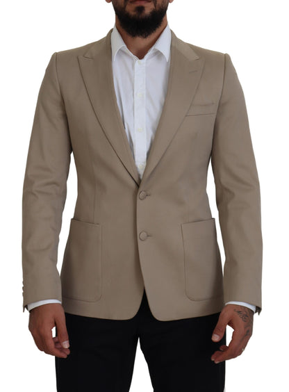 Dolce &amp; Gabbana Beige Baumwoll-Stretch-Slim-Jackenblazer