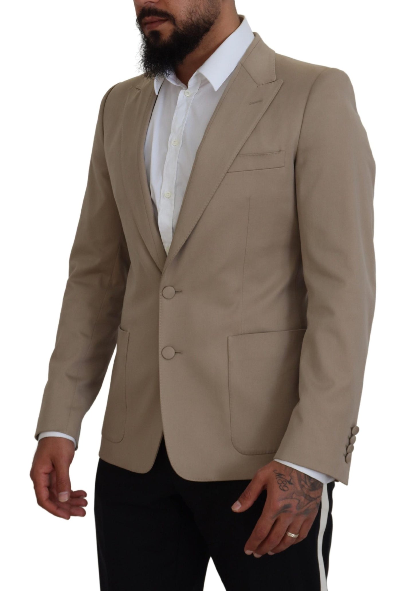 Dolce &amp; Gabbana Beige Baumwoll-Stretch-Slim-Jackenblazer