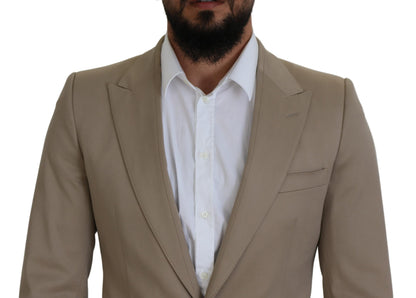 Dolce &amp; Gabbana Beige Baumwoll-Stretch-Slim-Jackenblazer